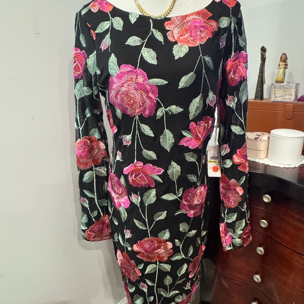 SIENA Floral Black and Pink Dress